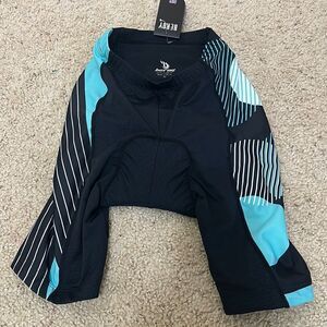 New Women’s Beroy Cycling Shorts Bike Quick Dry Padded Black Aqua White ~ Small